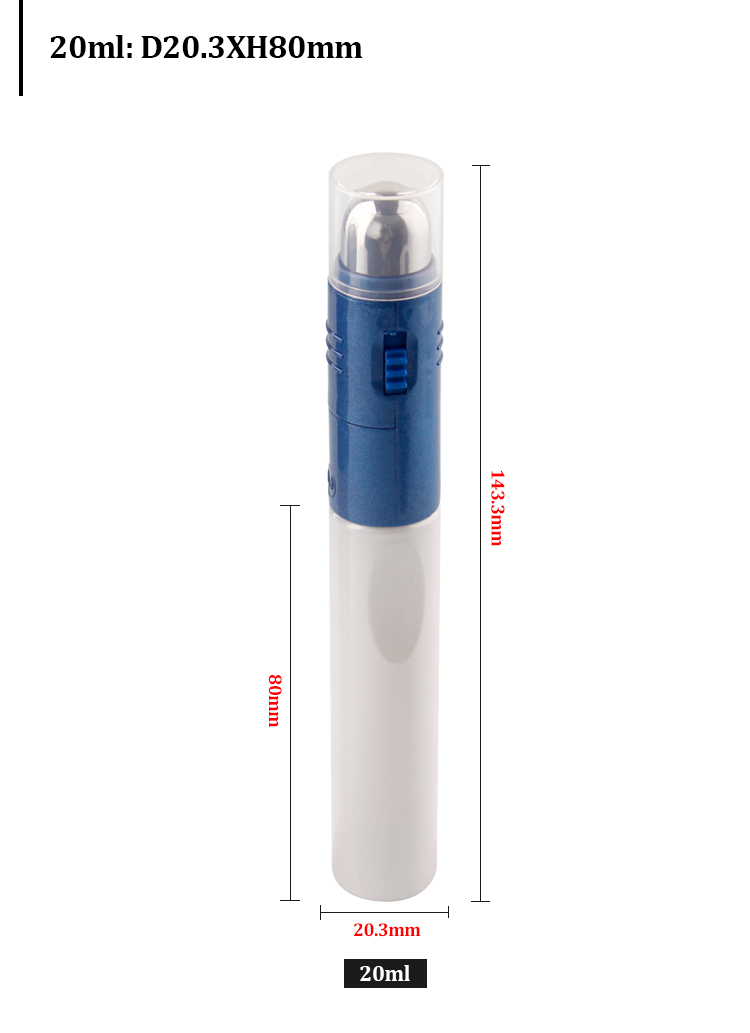 20ml D20.3mm Detachable Vibration Massage Roll‑on Tube Bottle Size Specification