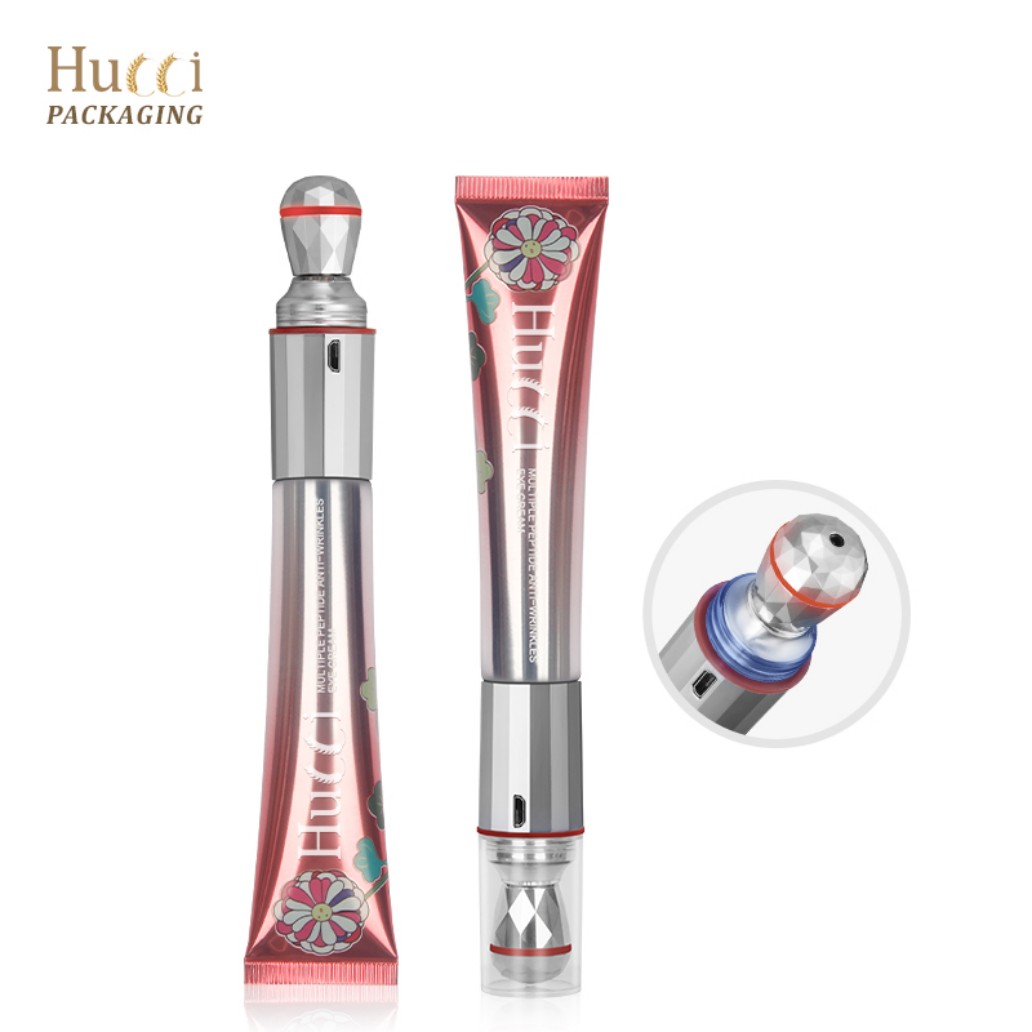 HUCCI 360° Rotating Massage Head Eye Cream Tube Front View Close-up