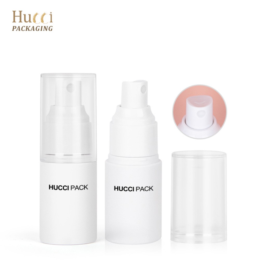HUCCI 30ml White Fine Mist Spray Bottle with Clear Cap White Background
