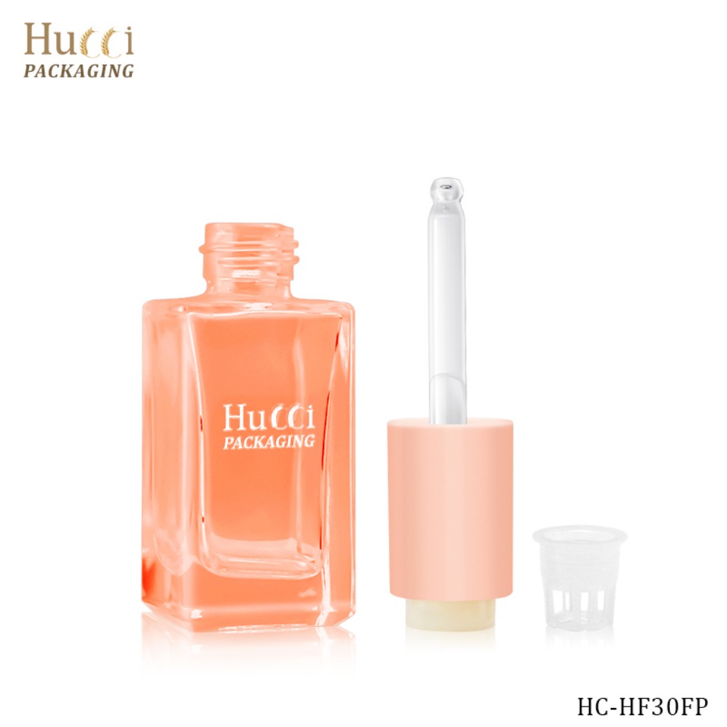 HUCCI 30ml Orange Square Glass Dropper Bottle with Dropper & PP Plug Separated}