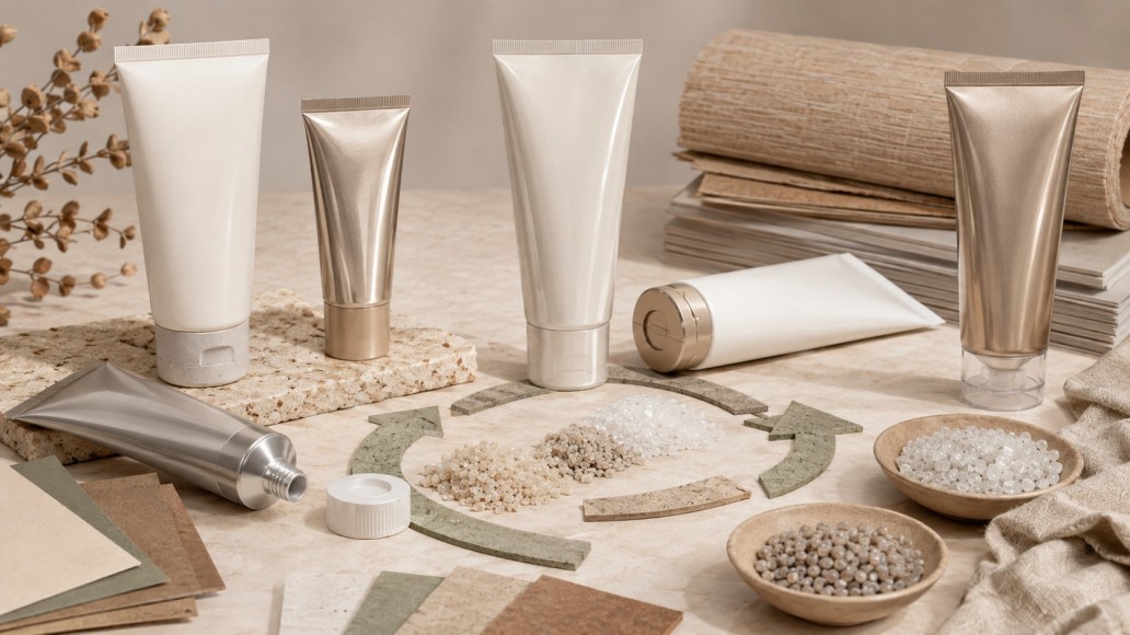 PE ABL and PBL cosmetic tubes with packaging materials for recyclability and sustainability comparison PE ABL and PBL cosmetic tubes with packaging materials for recyclability and sustainability comparison