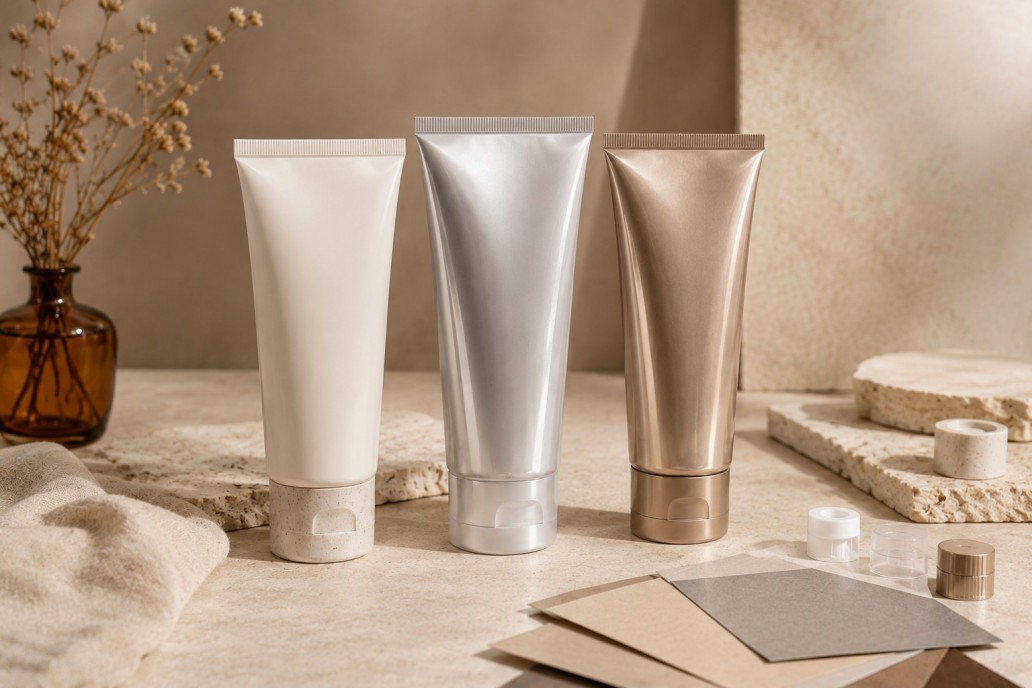PE ABL and PBL cosmetic tubes presented together for final packaging material selection PE ABL and PBL cosmetic tubes presented together for final packaging material selection