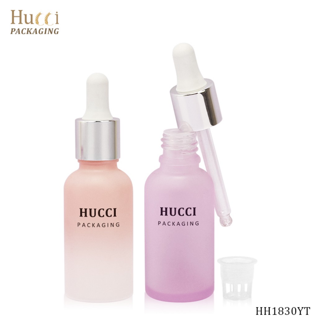 30ml D33mm Gradient Frosted Glass Dropper Bottle Dimension Specification HH1830YT