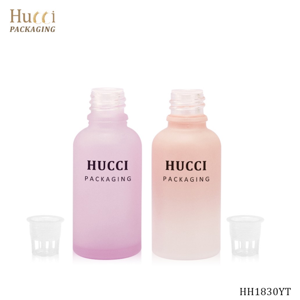 HUCCI 30ml Empty Gradient Frosted Glass Dropper Bottles with PP Inner Plugs}