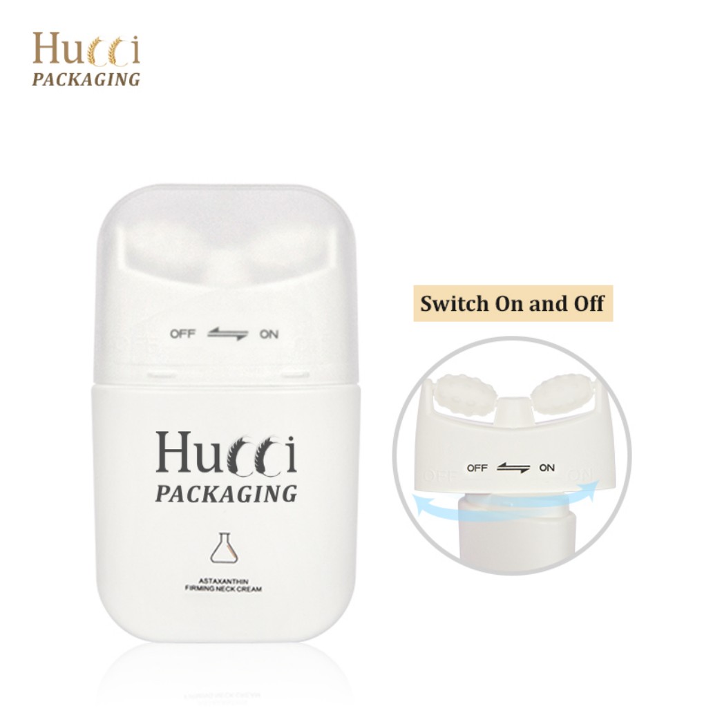 HUCCI Dual Roller Massage Neck Cream Bottle with Detachable Applicator Cap Display