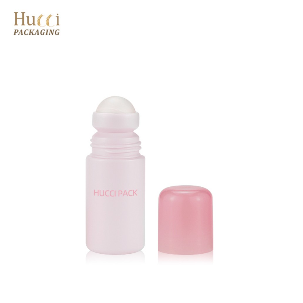 HUCCI 50ml Pink HDPE Deodorant Roll-On Bottle with PP Cap & Plastic Roller Ball 3-Piece Set}