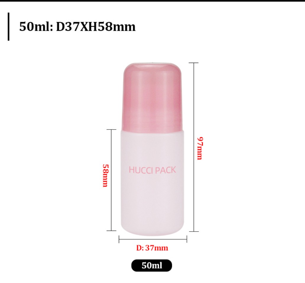 50ml D37mm Pink HDPE Deodorant Roll-On Bottle Dimension Specification 50ml D37mm Pink HDPE Deodorant Roll-On Bottle Dimension Specification