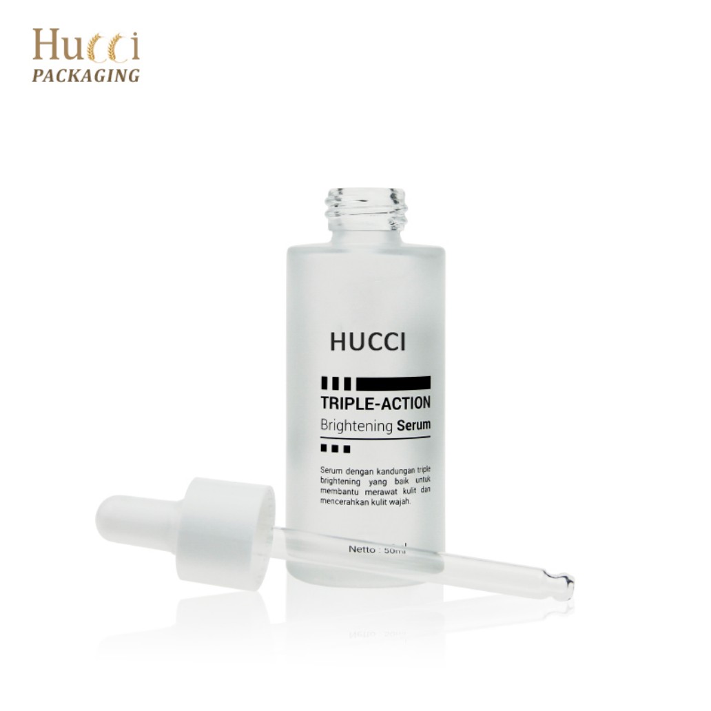 HUCCI 50ml Frosted Glass Brightening Serum Bottle with Detachable Dropper White Background}