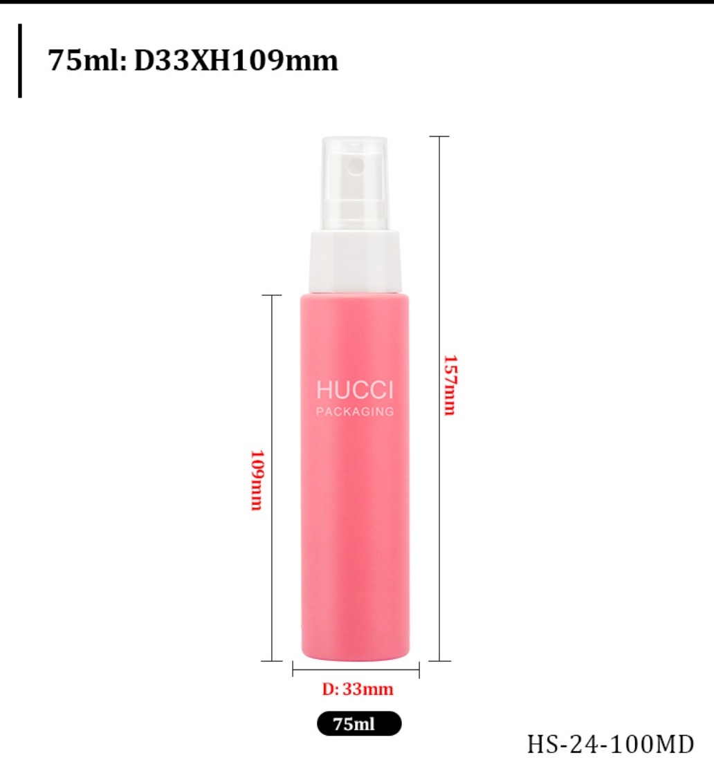 75ml D33mm Pink PET Mist Spray Bottle with Clear Cap Full Dimension Specification HS-24-100MD 75ml D33mm Pink PET Mist Spray Bottle with Clear Cap Full Dimension Specification HS-24-100MD