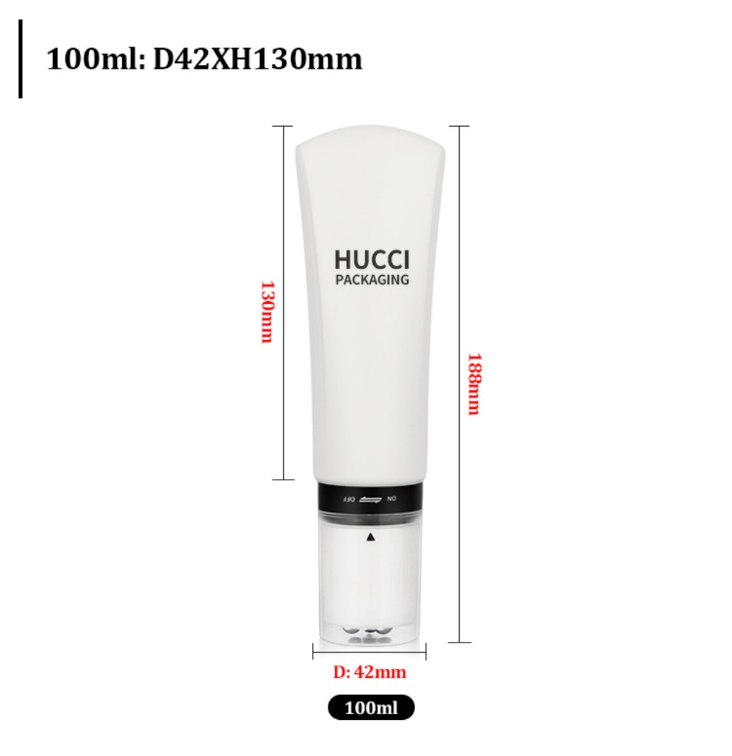 100ml D42mm PE Massage Tube with 5 Steel Roller Balls Full Dimension Specification
