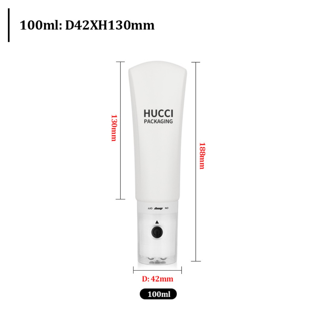 100ml D42mm PE Electric Vibration Massage Tube with 5 Steel Roller Balls Full Dimension Specification