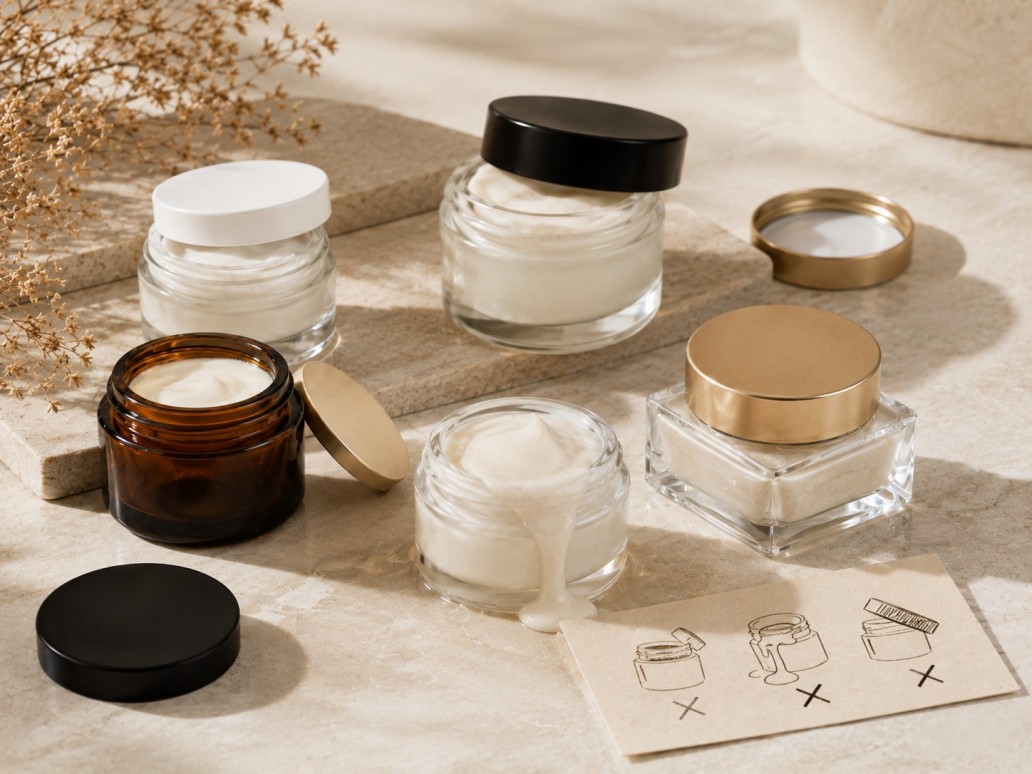 Common glass cosmetic jar packaging mistakes including leakage poor sealing and overfilling Common glass cosmetic jar packaging mistakes including leakage poor sealing and overfilling