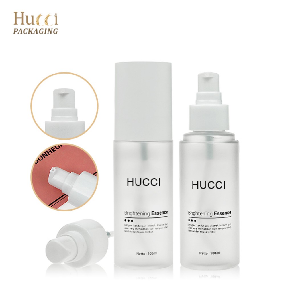 Empty 50ml Frosted PET Bottle with Detachable White PP Pump and Overcap for Custom Cosmetic Packaging Wholesale.