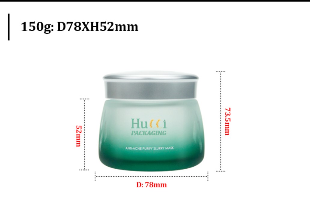 150g Green Gradient Glass Jar Dimension Chart (D78xH52mm) for Custom Wholesale Packaging Orders. 150g Green Gradient Glass Jar Dimension Chart (D78xH52mm) for Custom Wholesale Packaging Orders.