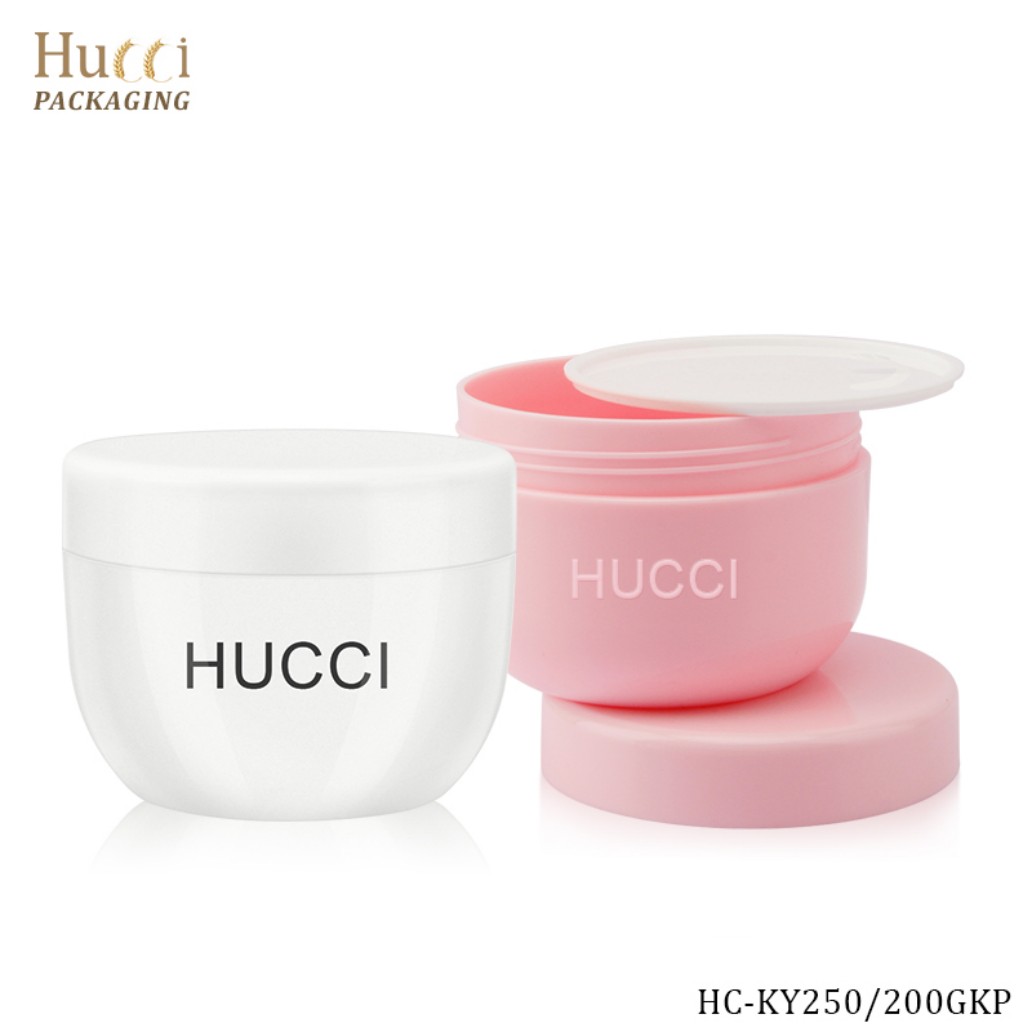 200ml Pink and 250ml White PP Cosmetic Cream Jars with PP Sealer Inserts, Custom Logo Wholesale Packaging.