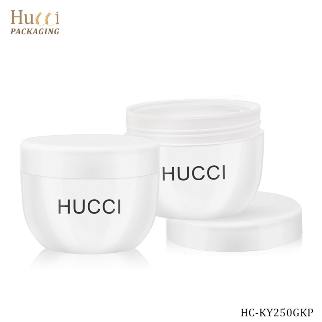 250ml White PP Wide Mouth Cosmetic Jar with White Lid, Empty Custom Wholesale Packaging.}