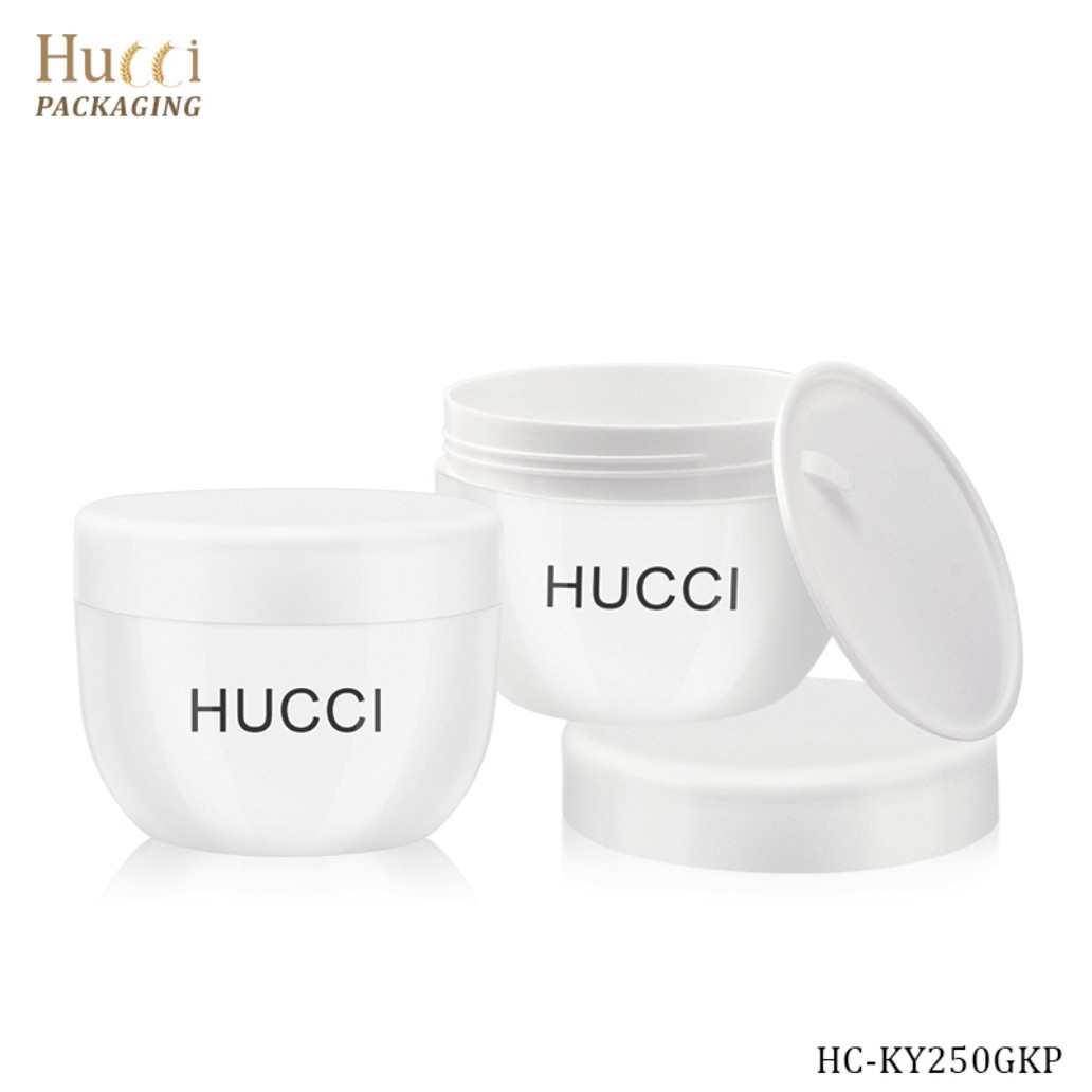 250ml White PP Cosmetic Cream Jar with PP Sealer Insert, Custom Logo Wholesale Packaging.