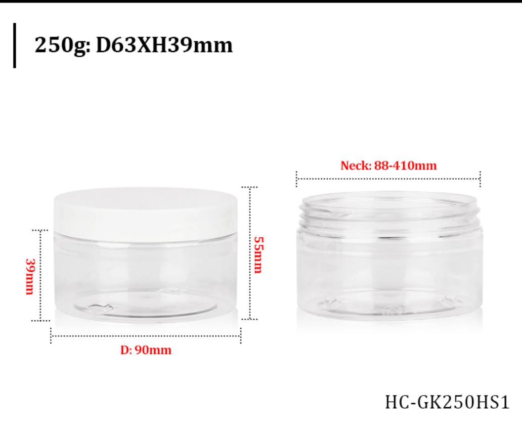 250g Clear PET Wide Mouth Jar Dimension Chart (D90xH39mm, Neck 88-410mm) for Custom Wholesale Packaging Orders. 250g Clear PET Wide Mouth Jar Dimension Chart (D90xH39mm, Neck 88-410mm) for Custom Wholesale Packaging Orders.