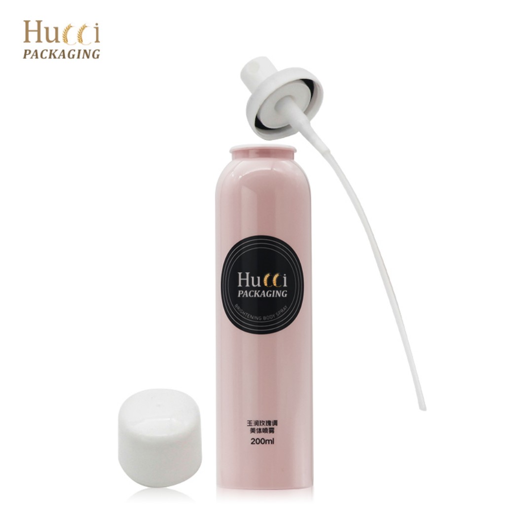 200ml Pink PET Body Spray Bottle with White Mist Sprayer and Cap, Custom Logo Printing Wholesale Packaging.}
