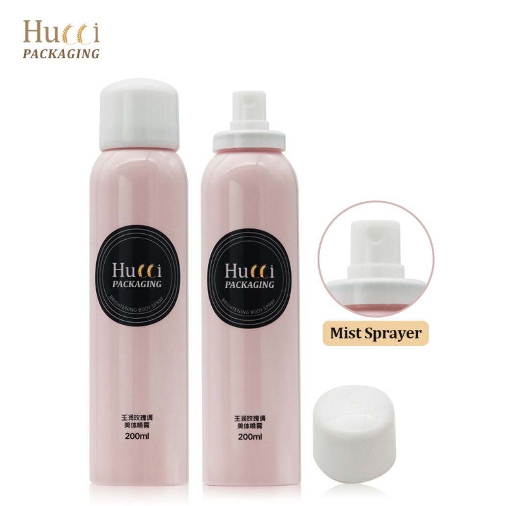 200ml Pink PET Body Spray Bottle with White Overcap, Custom Logo Printing Wholesale Supply.