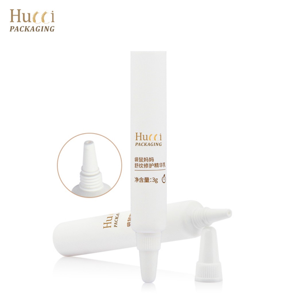 3ml White PE Eye Cream Tube with Black Text Design, Custom Printing Wholesale Supply.