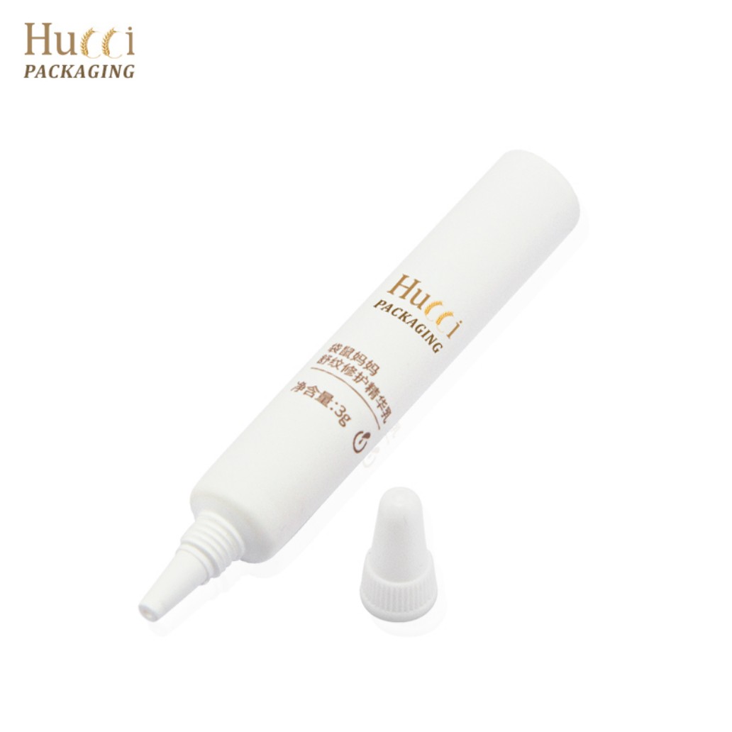 3g White PE Serum Tube with PP Nozzle Cap, Custom Logo Wholesale Packaging.}