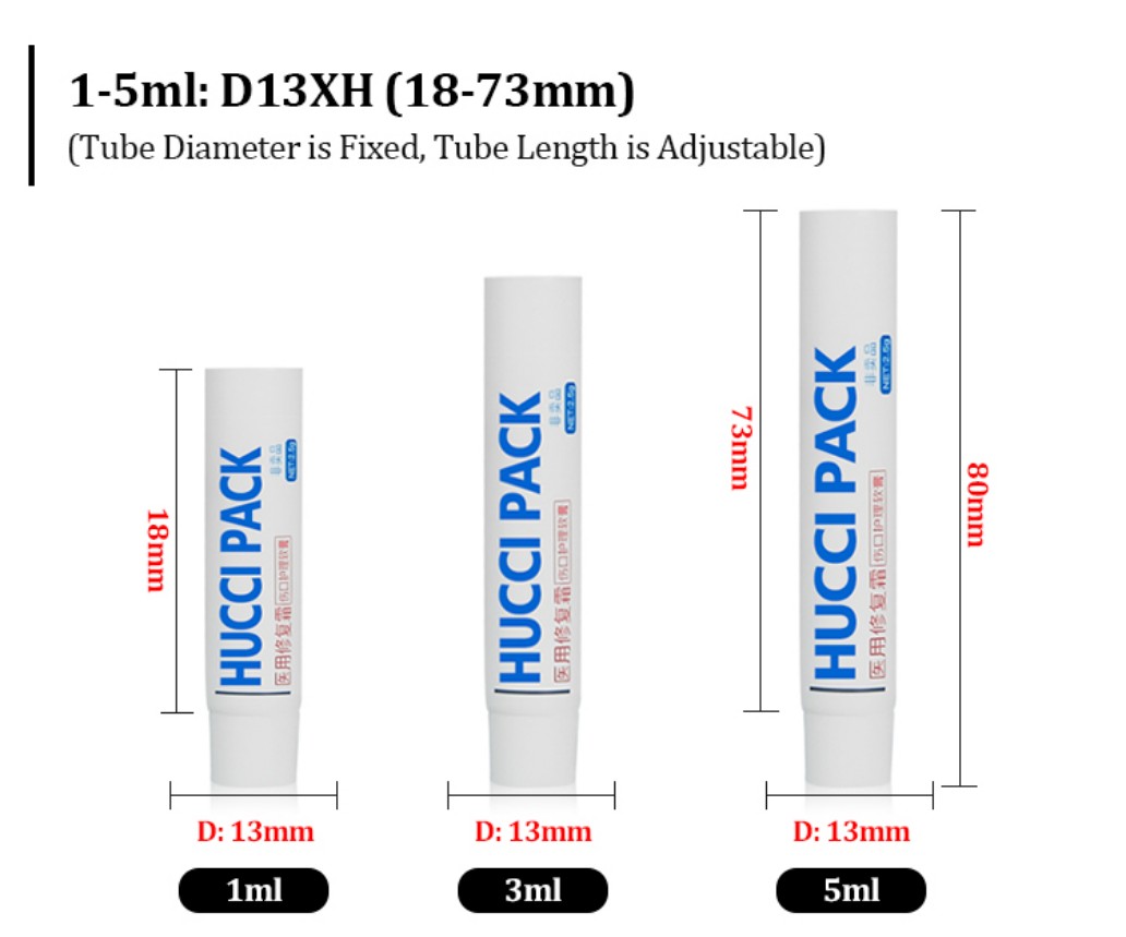 1ml 3ml 5ml White PE Cosmetic Tube Dimension Chart with Adjustable Length (18-73mm) for Custom Wholesale Packaging. 1ml 3ml 5ml White PE Cosmetic Tube Dimension Chart with Adjustable Length (18-73mm) for Custom Wholesale Packaging.