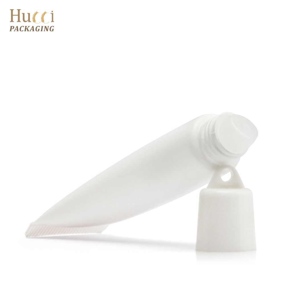 3-10ml White PE Cosmetic Tube with Transparent Applicator and Hanging Cap, Custom Logo Wholesale Packaging.}
