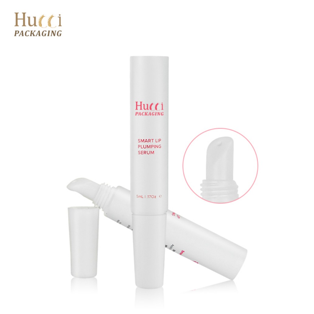 Empty White PE Tube with Ceramic Applicator Tip for Lip Gloss, Custom OEM Wholesale Packaging.