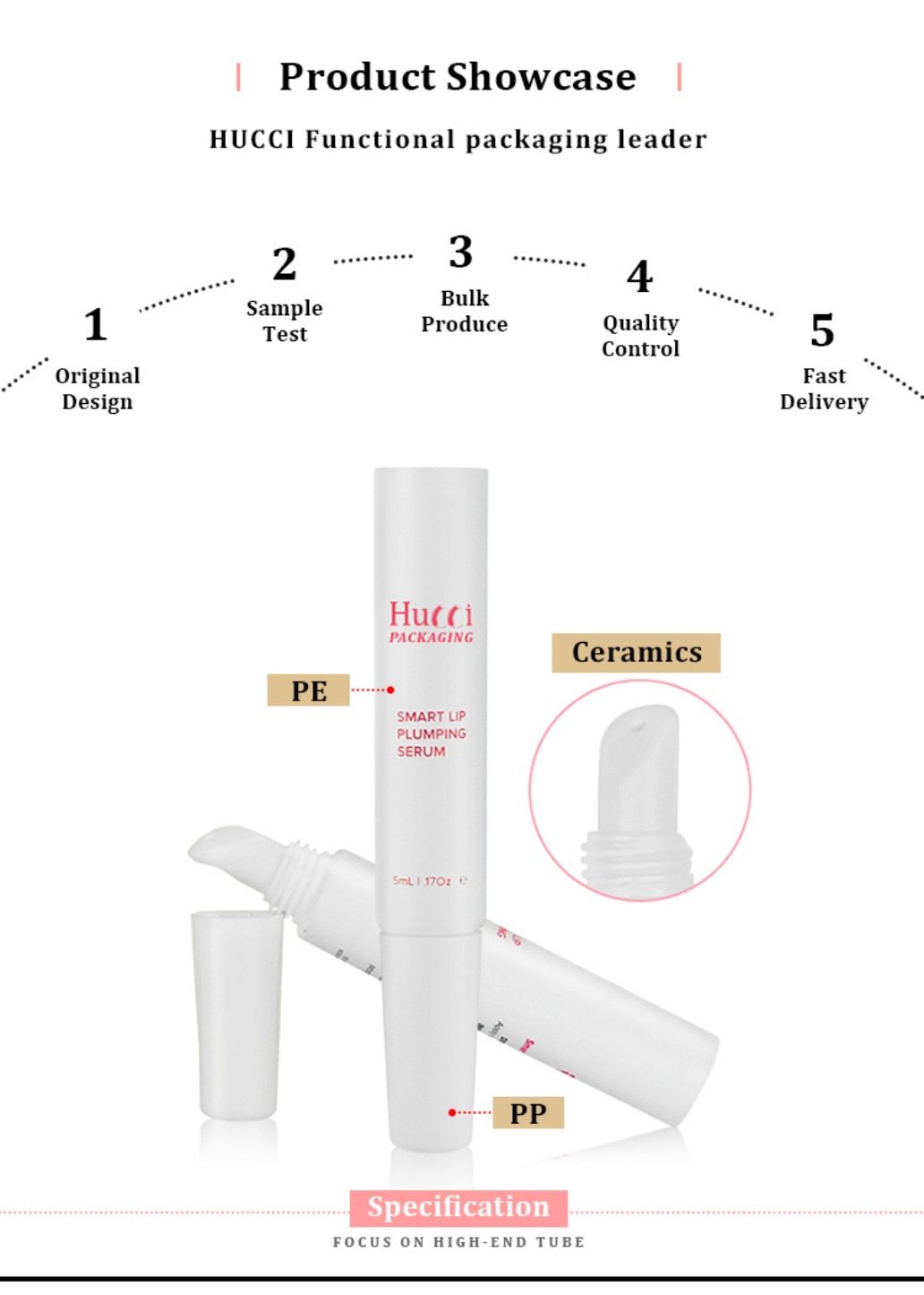 HUCCI 3-10ml PE Tube with Ceramic Applicator and PP Cap Product Showcase, Highlighting Custom OEM/ODM Wholesale Services. HUCCI 3-10ml PE Tube with Ceramic Applicator and PP Cap Product Showcase, Highlighting Custom OEM/ODM Wholesale Services.