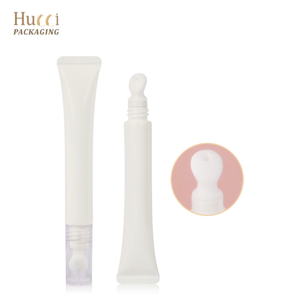 White PE Serum Tubes with Various Ceramic Applicator Tips and Clear Caps, Customized Wholesale Packaging.