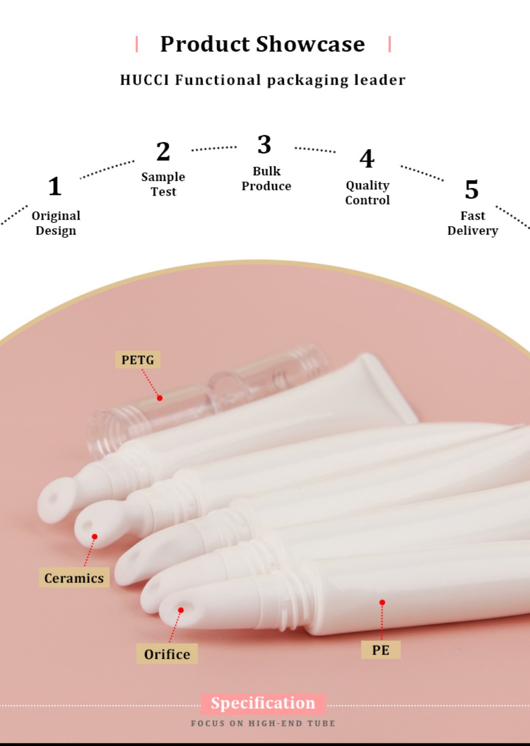 HUCCI 3-10ml PE Tube Product Showcase with Ceramic Applicator and PETG Cap, Highlighting Custom OEM/ODM Wholesale Services. HUCCI 3-10ml PE Tube Product Showcase with Ceramic Applicator and PETG Cap, Highlighting Custom OEM/ODM Wholesale Services.