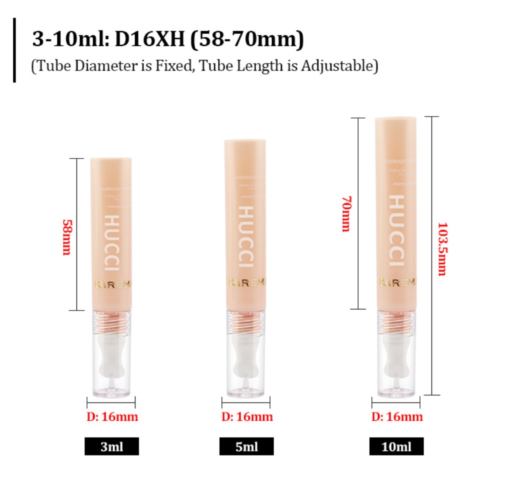 3ml 5ml 10ml Pink PE Eye Serum Tube Dimension Chart with Adjustable Length (58-70mm) for Custom Wholesale Orders. 3ml 5ml 10ml Pink PE Eye Serum Tube Dimension Chart with Adjustable Length (58-70mm) for Custom Wholesale Orders.