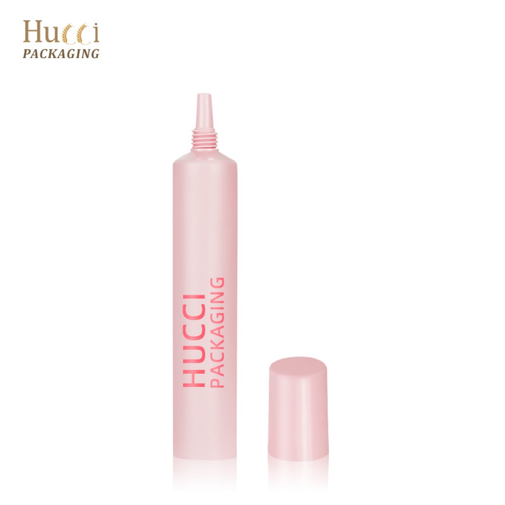 Empty Pink PE Tube with Nozzle Applicator and Detachable Cap, Customized Wholesale Packaging.}
