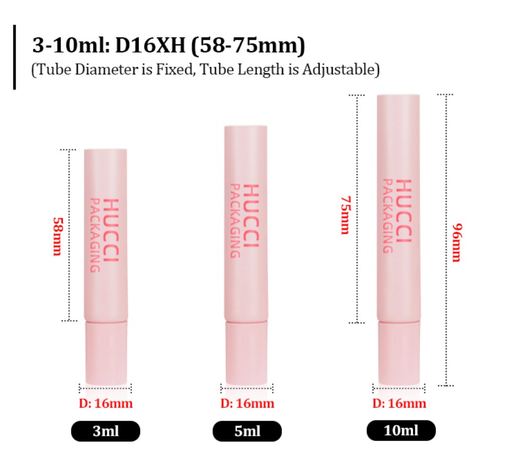 3ml 5ml 10ml Pink PE Tube Dimension Chart with Adjustable Length (58-75mm) for Custom Wholesale Orders. 3ml 5ml 10ml Pink PE Tube Dimension Chart with Adjustable Length (58-75mm) for Custom Wholesale Orders.