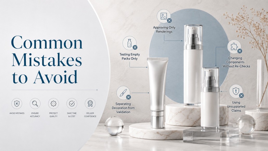 Common airless cosmetic packaging sourcing mistakes involving testing, components, decoration and product claims Common airless cosmetic packaging sourcing mistakes involving testing, components, decoration and product claims