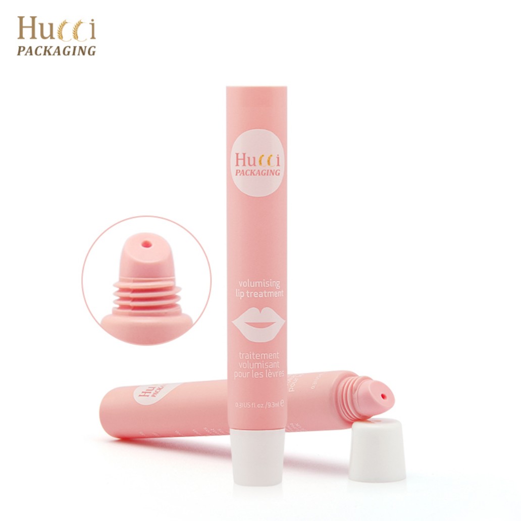 3ml Pink PE Lip Treatment Tube with Nozzle Applicator and White PP Cap, Custom Logo Wholesale Packaging.