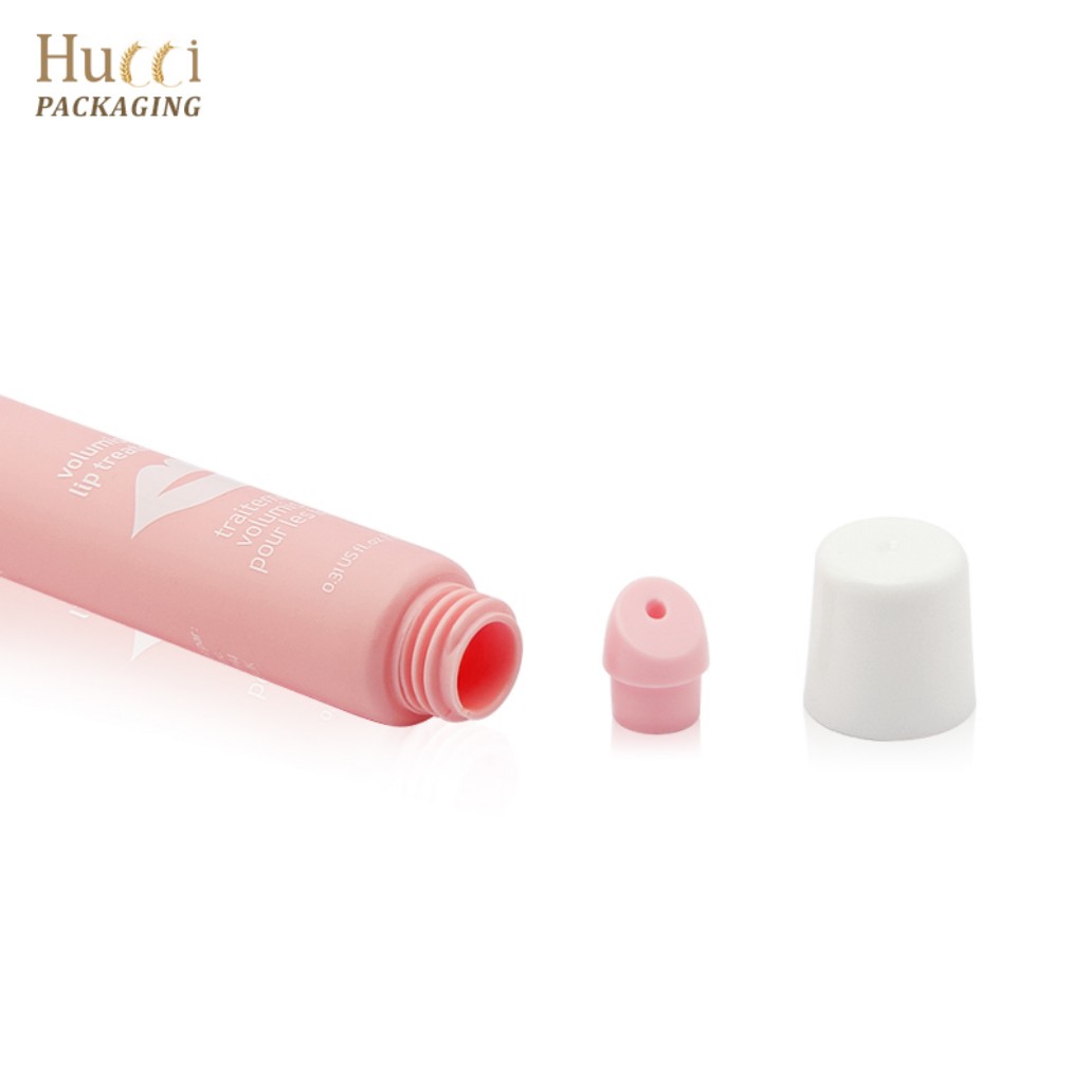 3-10ml Pink PE Lip Balm Tube with Detachable Pink Nozzle and White Cap, Customized Wholesale Packaging.}
