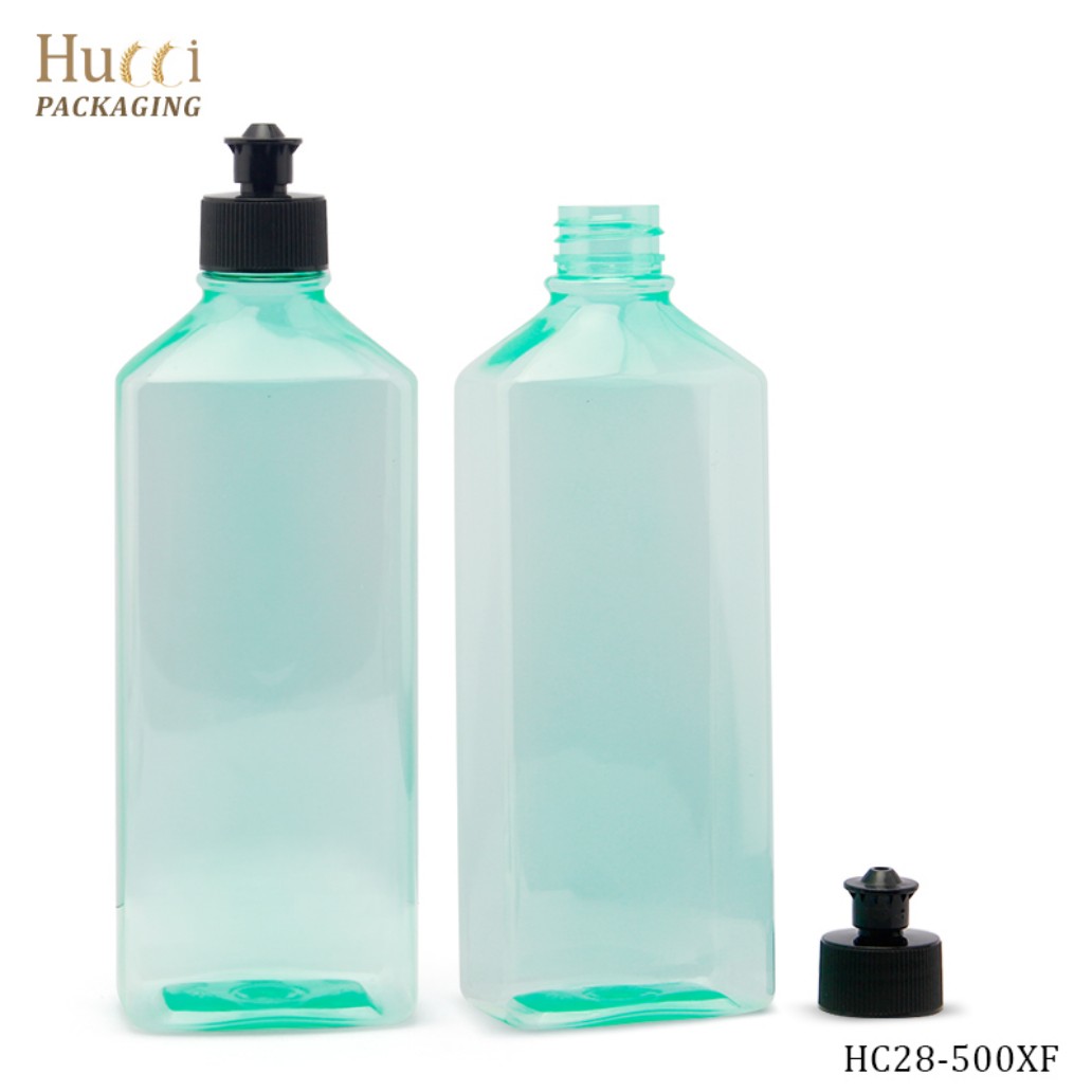500ml Green PET Bottles with Black Push-Pull Caps, Custom Logo Wholesale Packaging.