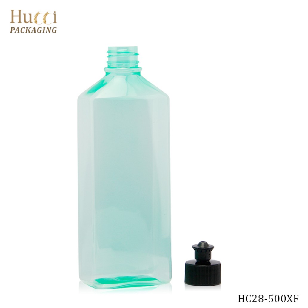 500ml Empty Green PET Bottle with Separate Black PP Cap for Customized Wholesale Packaging.}