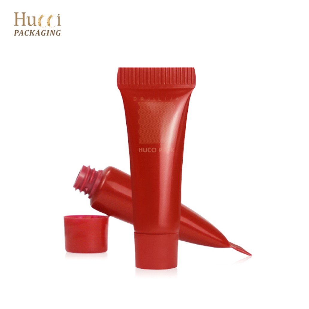 1ml Red Mini PE Cosmetic Tube with PP Screw Cap, Custom Logo Printing Wholesale Packaging.