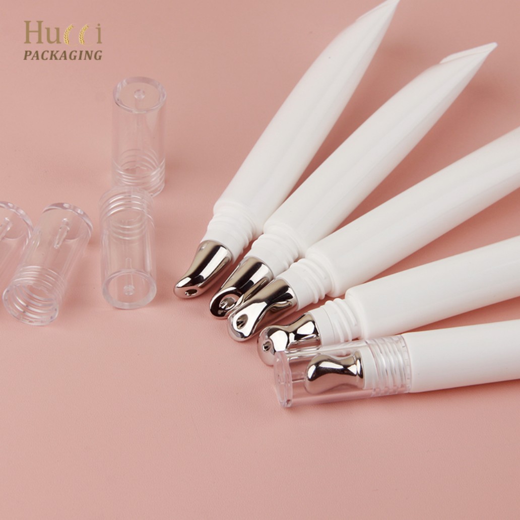 3-10ml Pink PE Lip Balm Tube with Detachable Pink Nozzle and White Cap, Customized Wholesale Packaging.}
