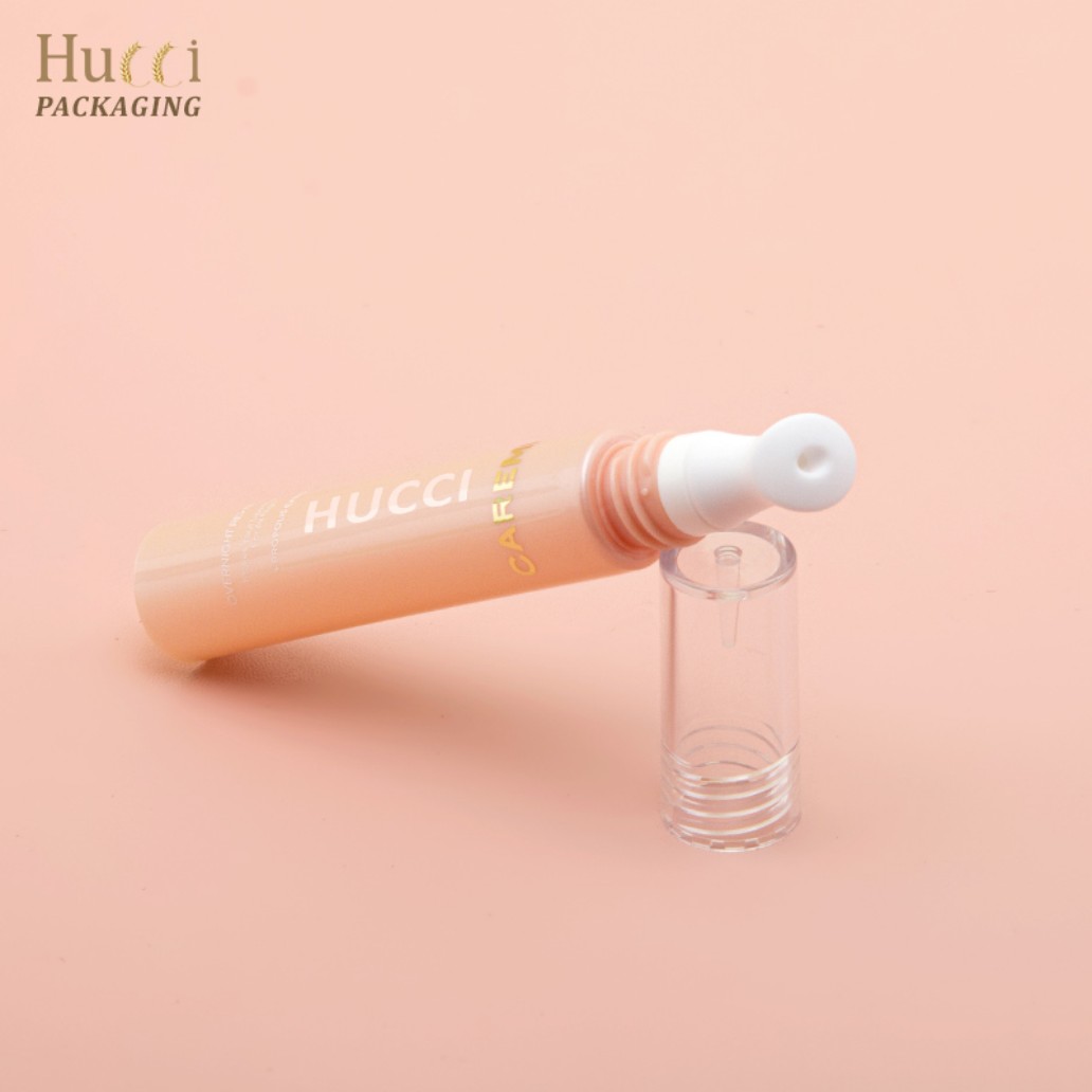 5ml Pink PE Eye Serum Tube with Ceramic Applicator and Clear Cap, OEM Custom Wholesale Packaging Supply.}