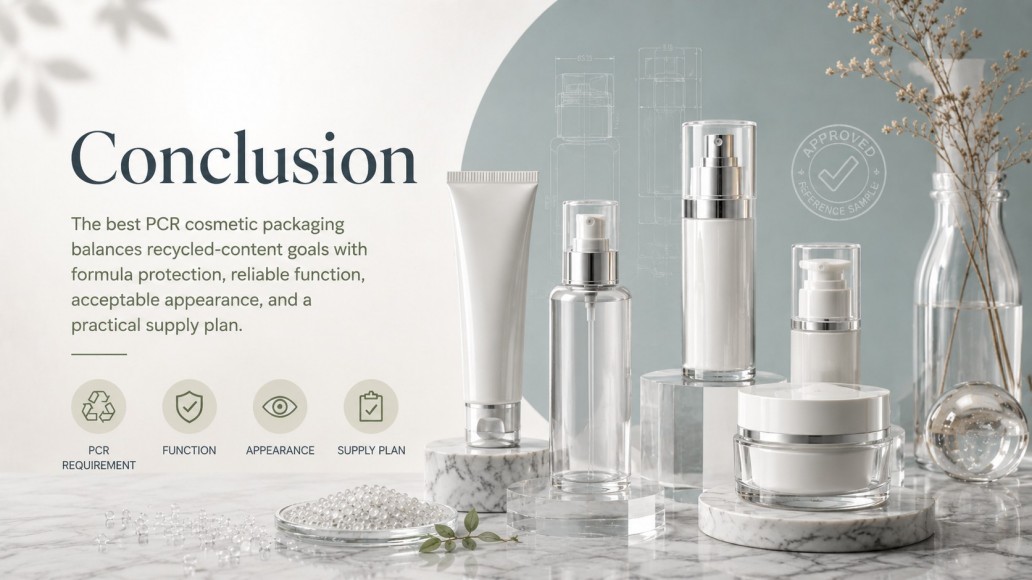 PCR cosmetic packaging balancing recycled content, formula protection, appearance, function and supply planning PCR cosmetic packaging balancing recycled content, formula protection, appearance, function and supply planning