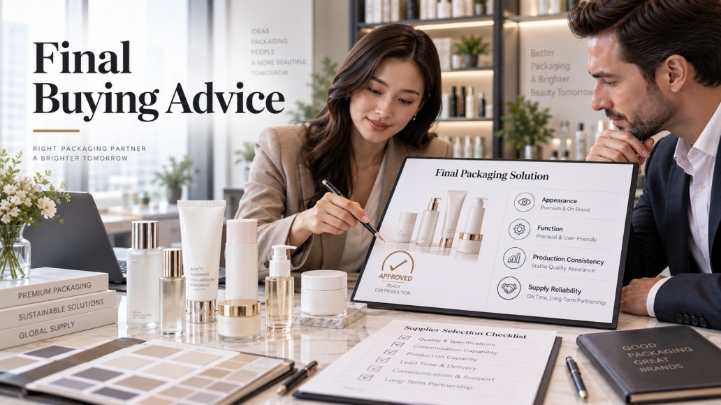 buyer selecting a reliable cosmetic packaging manufacturer based on quality and supply reliability buyer selecting a reliable cosmetic packaging manufacturer based on quality and supply reliability