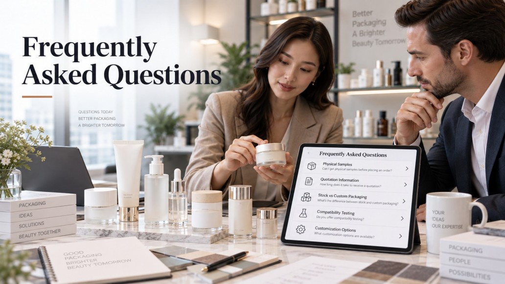 cosmetic packaging manufacturer FAQ about samples quotations customization and compatibility testing cosmetic packaging manufacturer FAQ about samples quotations customization and compatibility testing